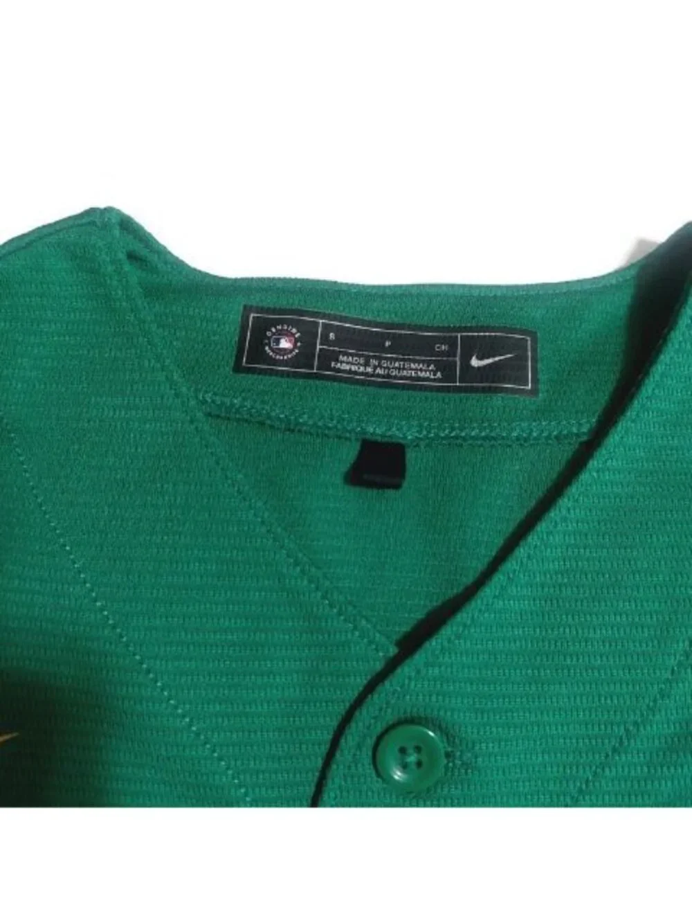 Nike Oakland Athletics Mens Small Full Button Alternate Jersey Green Blank MLB